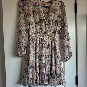 Trixxi Multicolor Floral Dress with Gold Accents